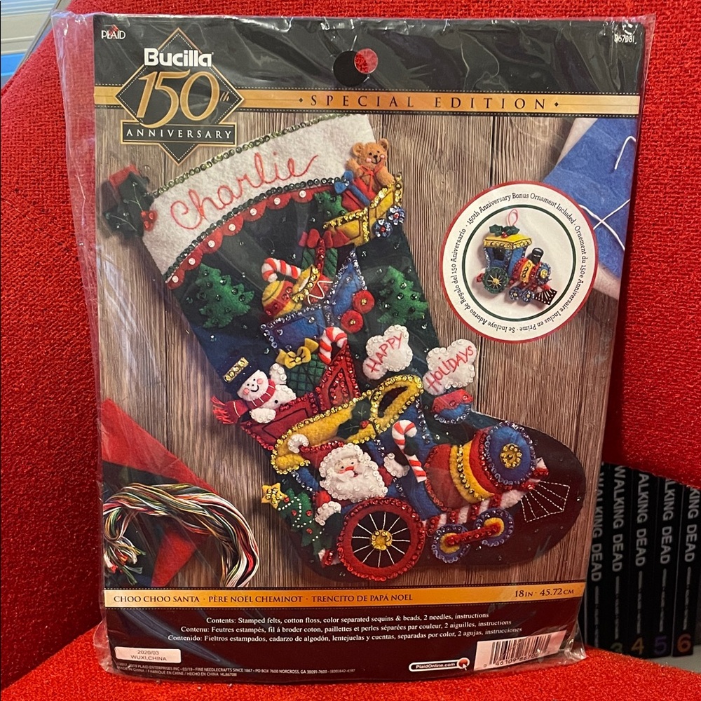 Bucilla 150th Anniversary “Choo Choo” Santa 18” stocking kit